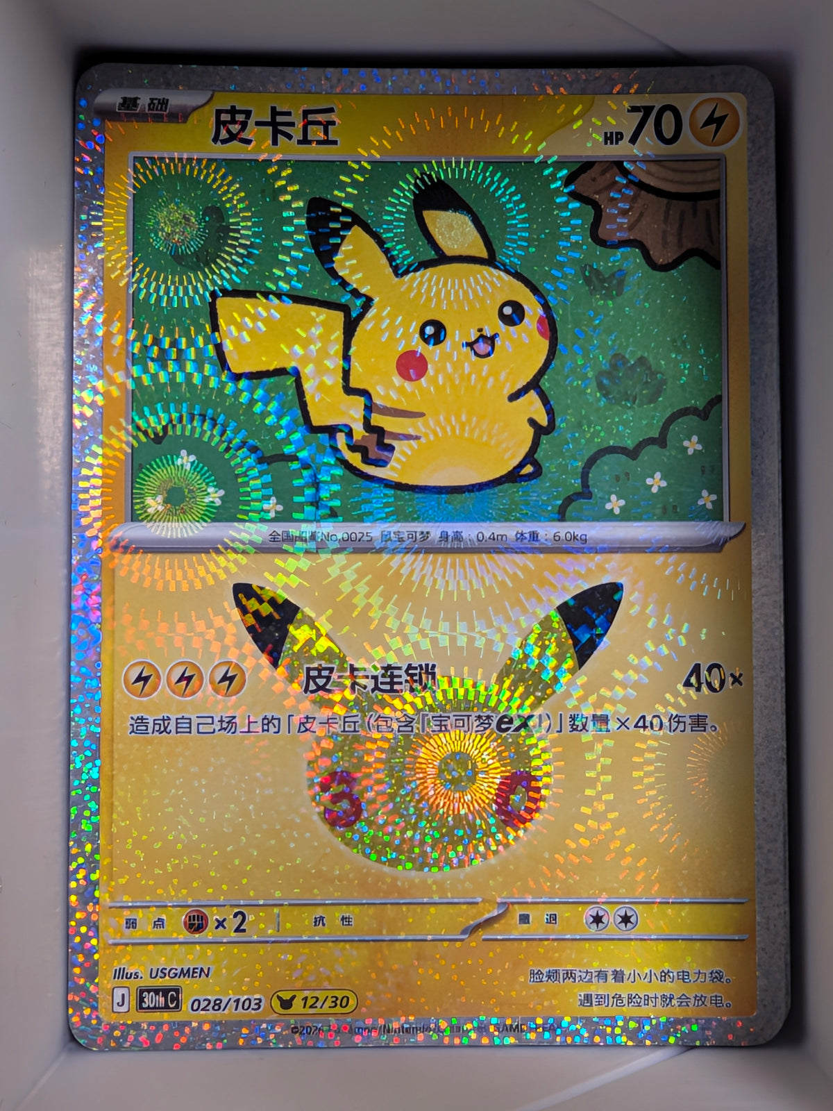 Pikachu Holo 028 30th Celebration Simplified Chinese Single Card