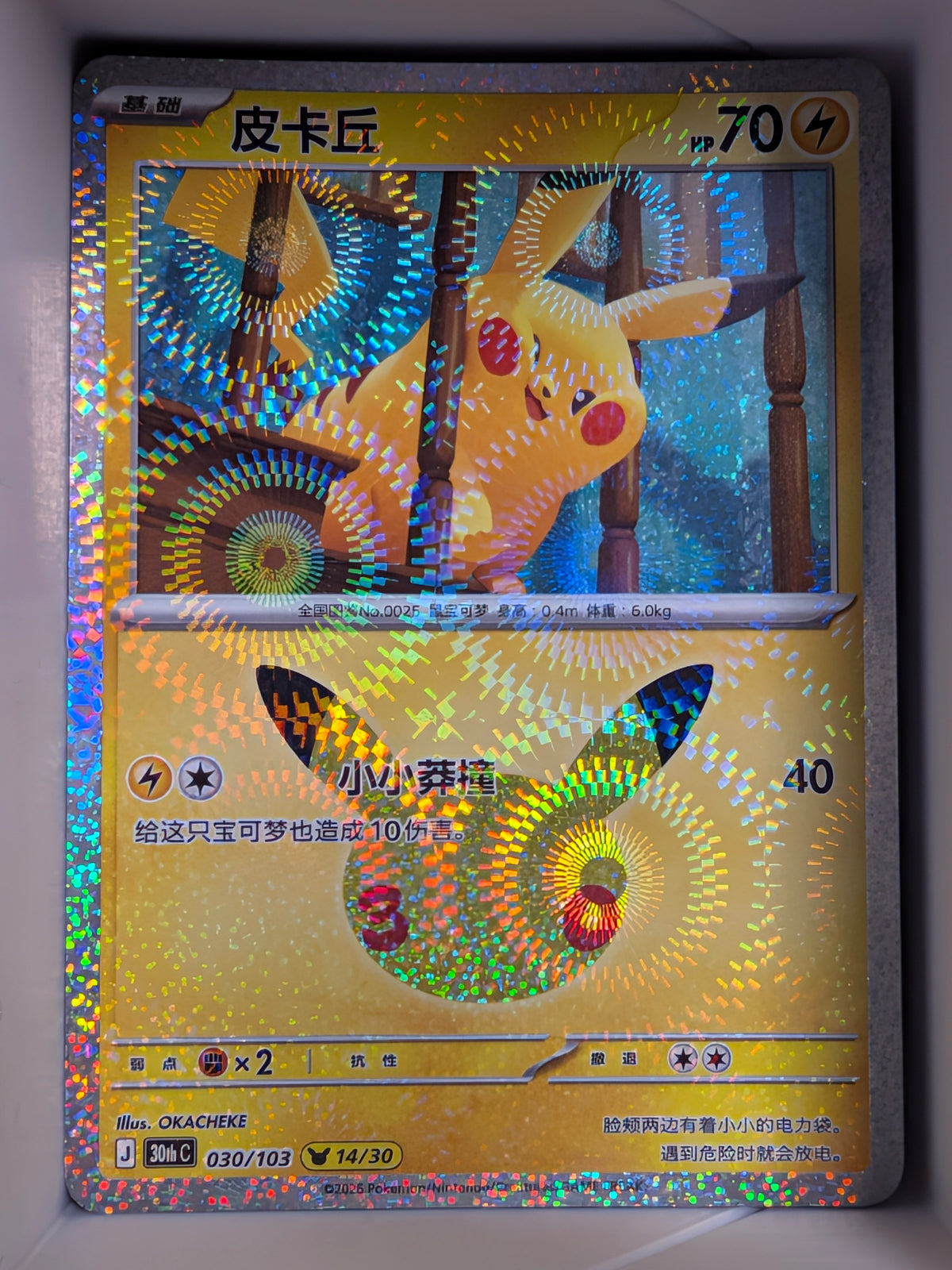 Pikachu Holo 030 30th Celebration Simplified Chinese Single Card